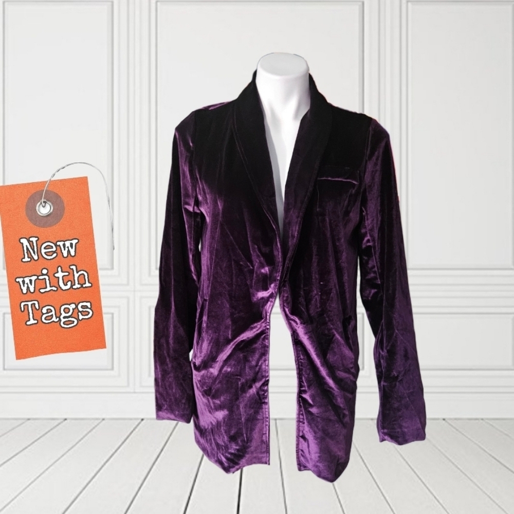 NWT/ Zaful Open Velvet Blazer LARGE/ MEDIUM SIDE POCKETS